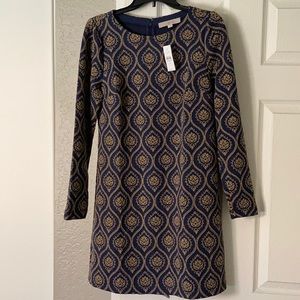 LOFT Long Sleeve Zipper Back Pattern Dress